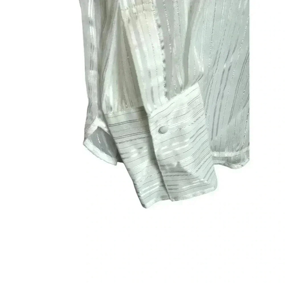 Laundry by Shelli Segal Women Sheer Button Down Shirt, White - Picture 6 of 10